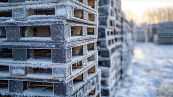 Winter affected wood pallets